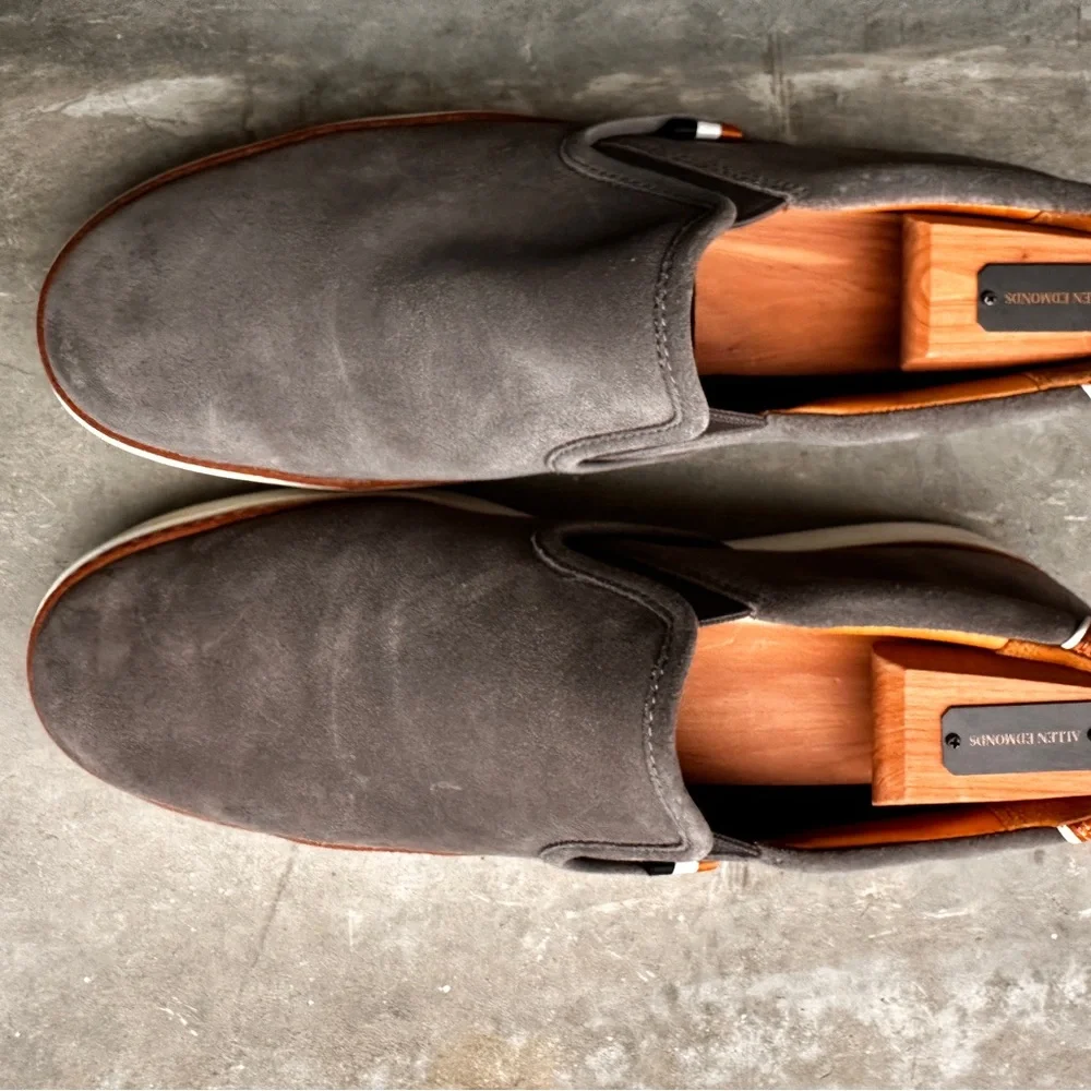 Allen Edmonds Randolph Slip-On Loafers – Gray Suede & Leather Trim – Men’s 9 3E